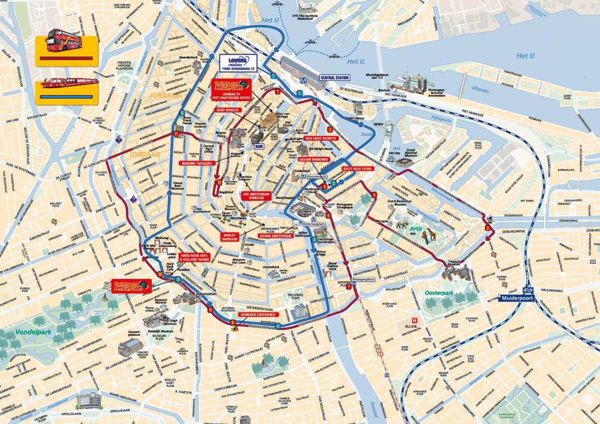 Amsterdam carte des sites Amsterdam carte des points de repères pays