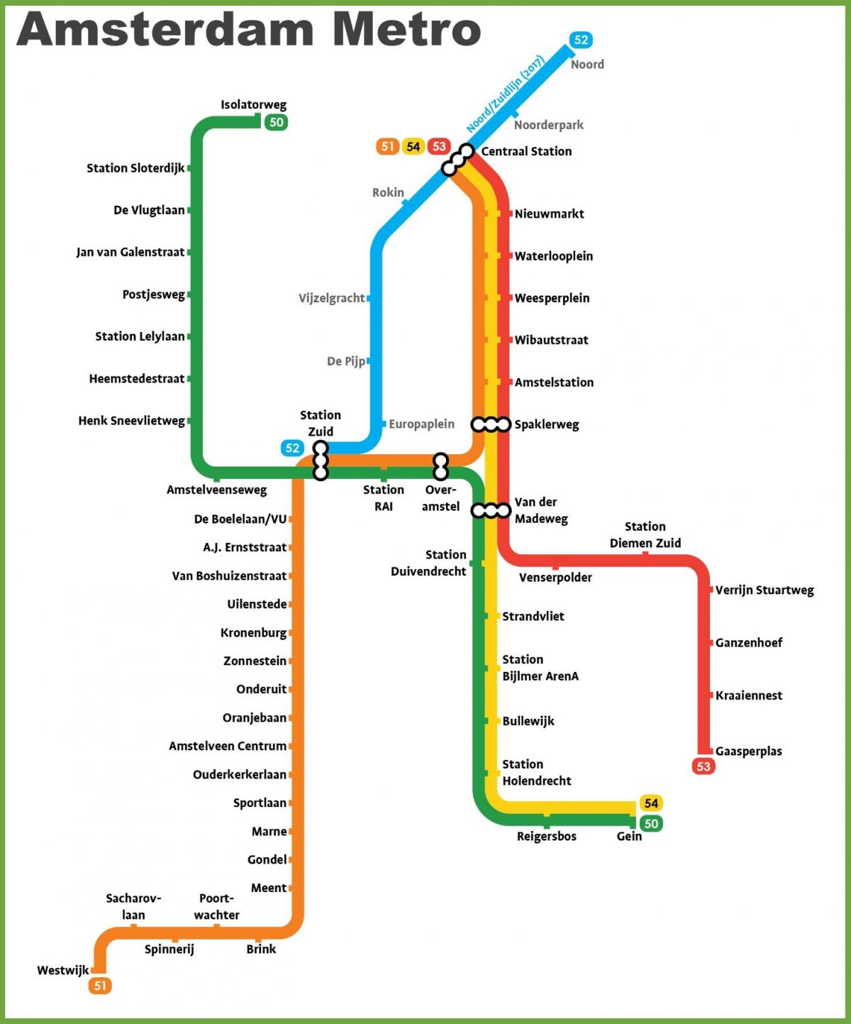 carte de Amsterdam métro