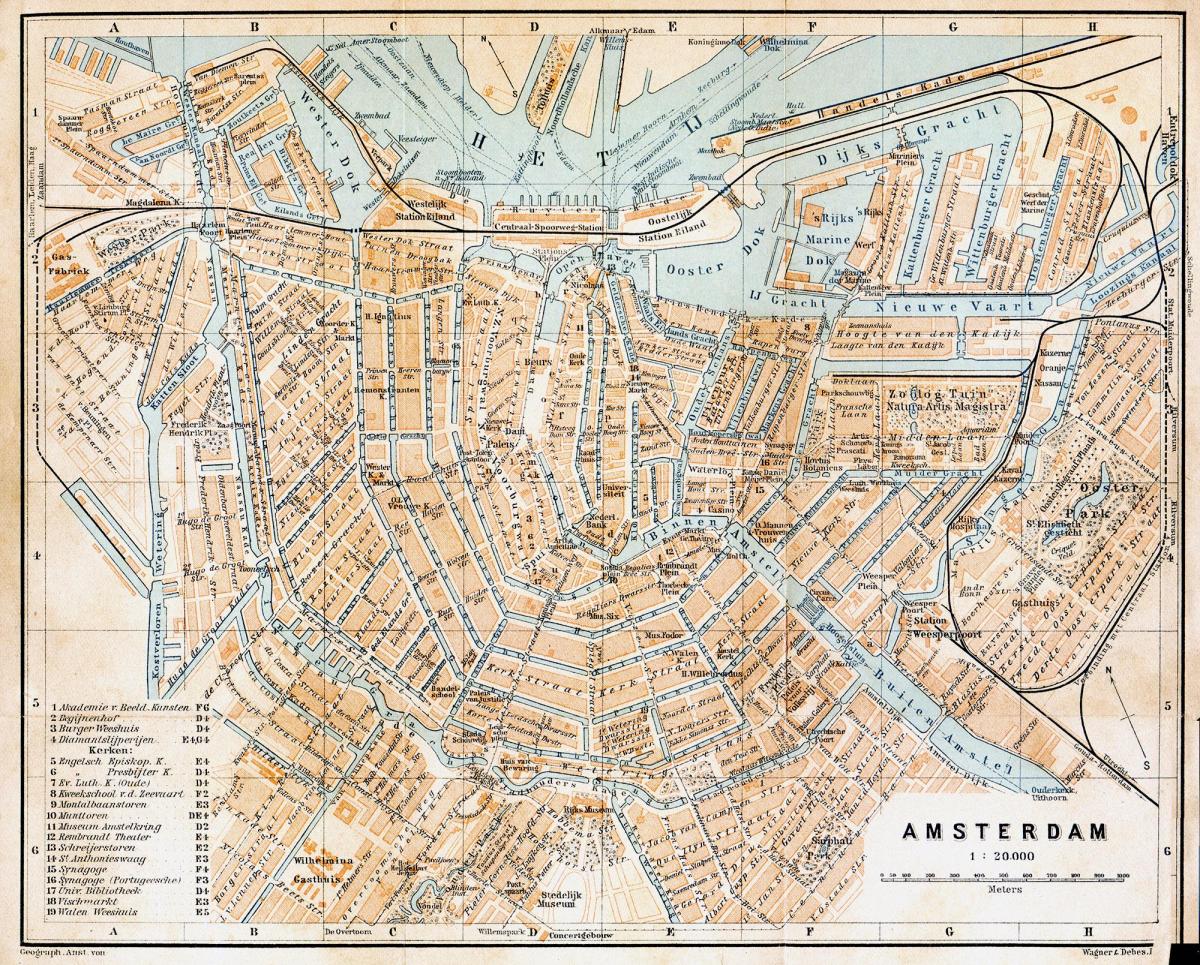 Amsterdam vieux plan de la ville
