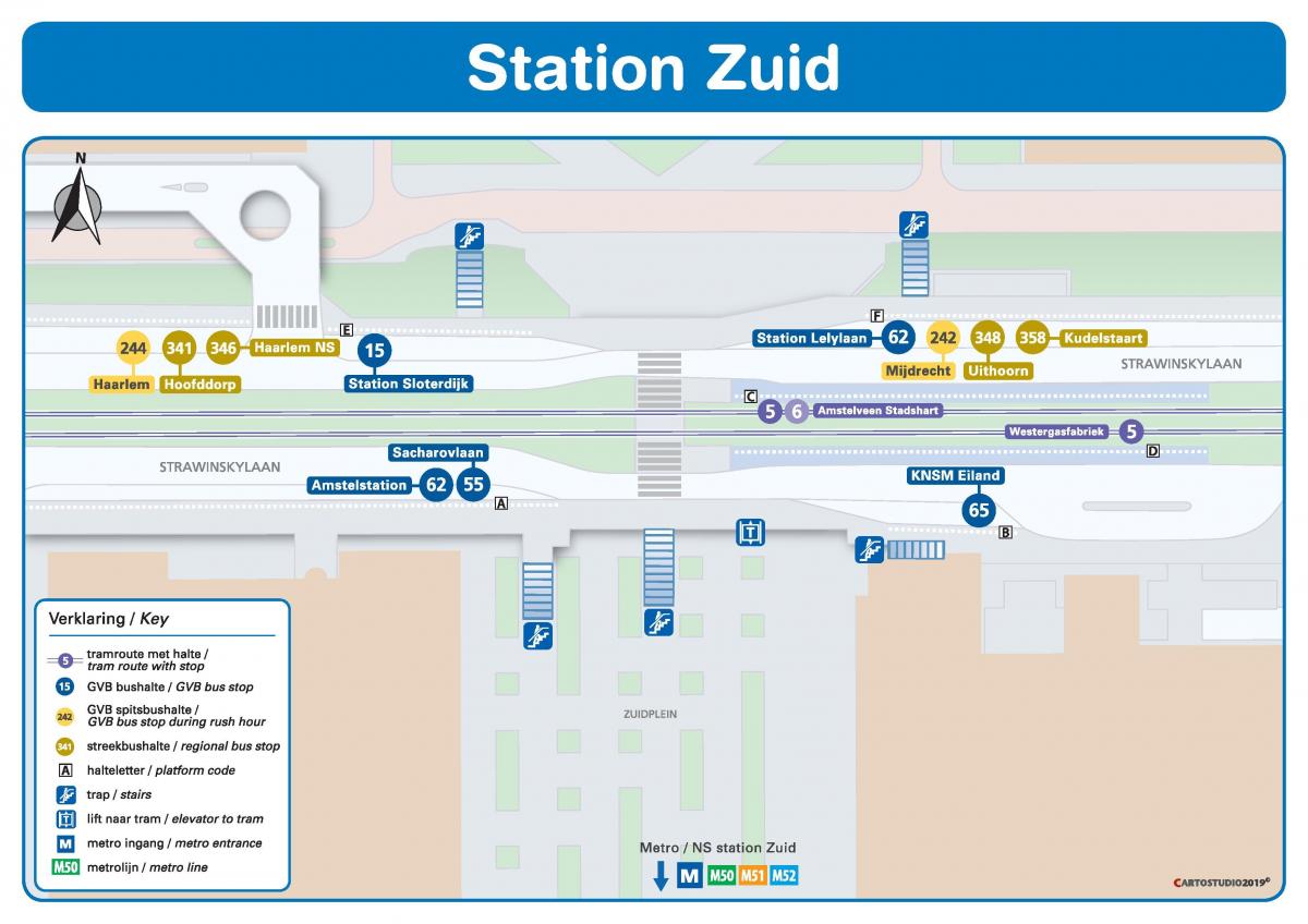 la carte de Amsterdam zuid station