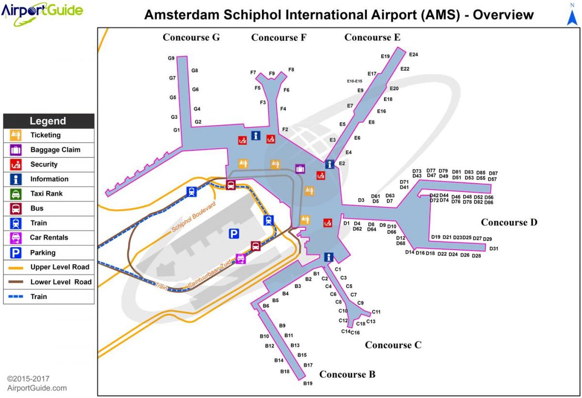 L'aéroport international d'Amsterdam carte