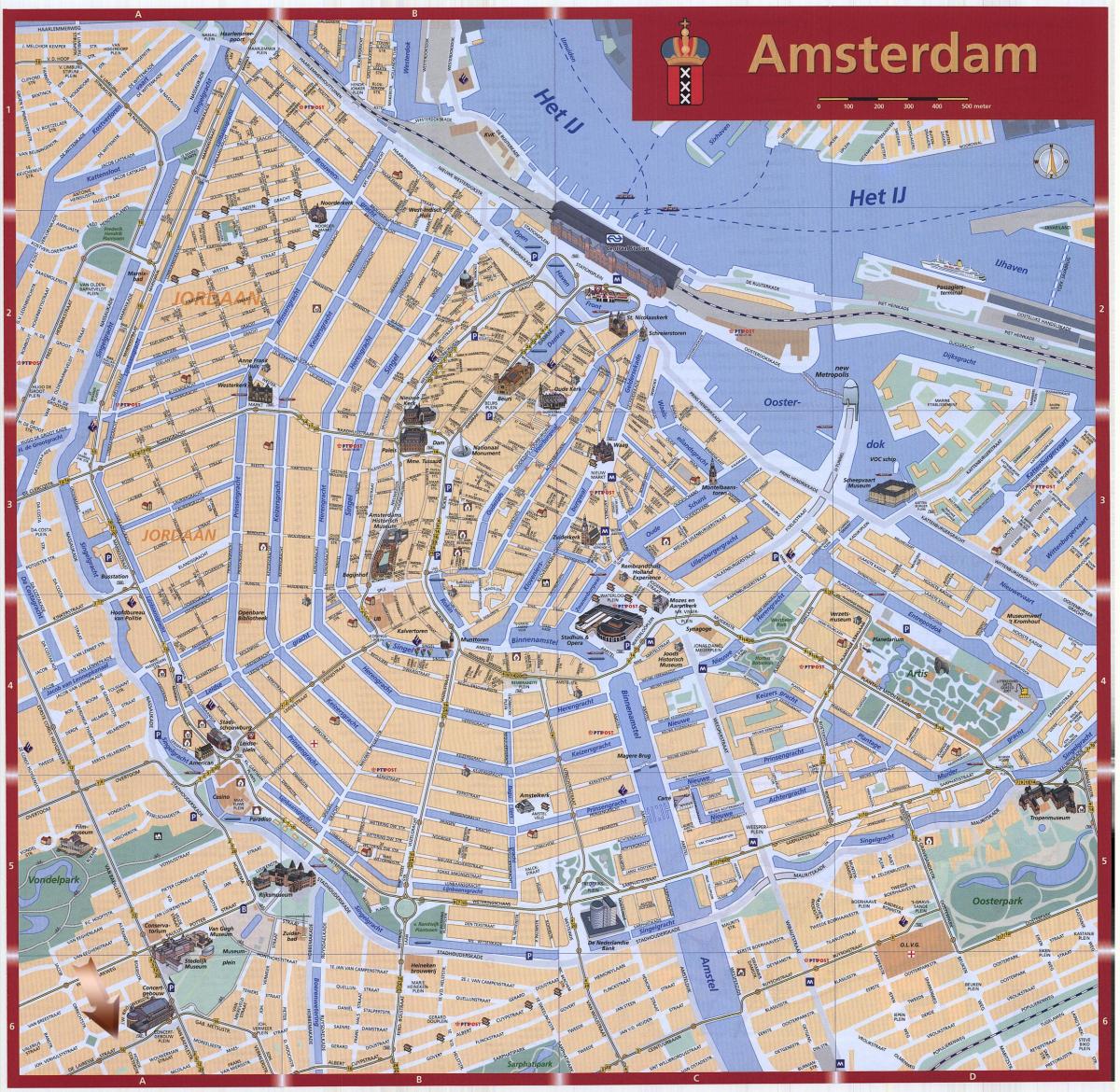 carte du centre-ville de Amsterdam