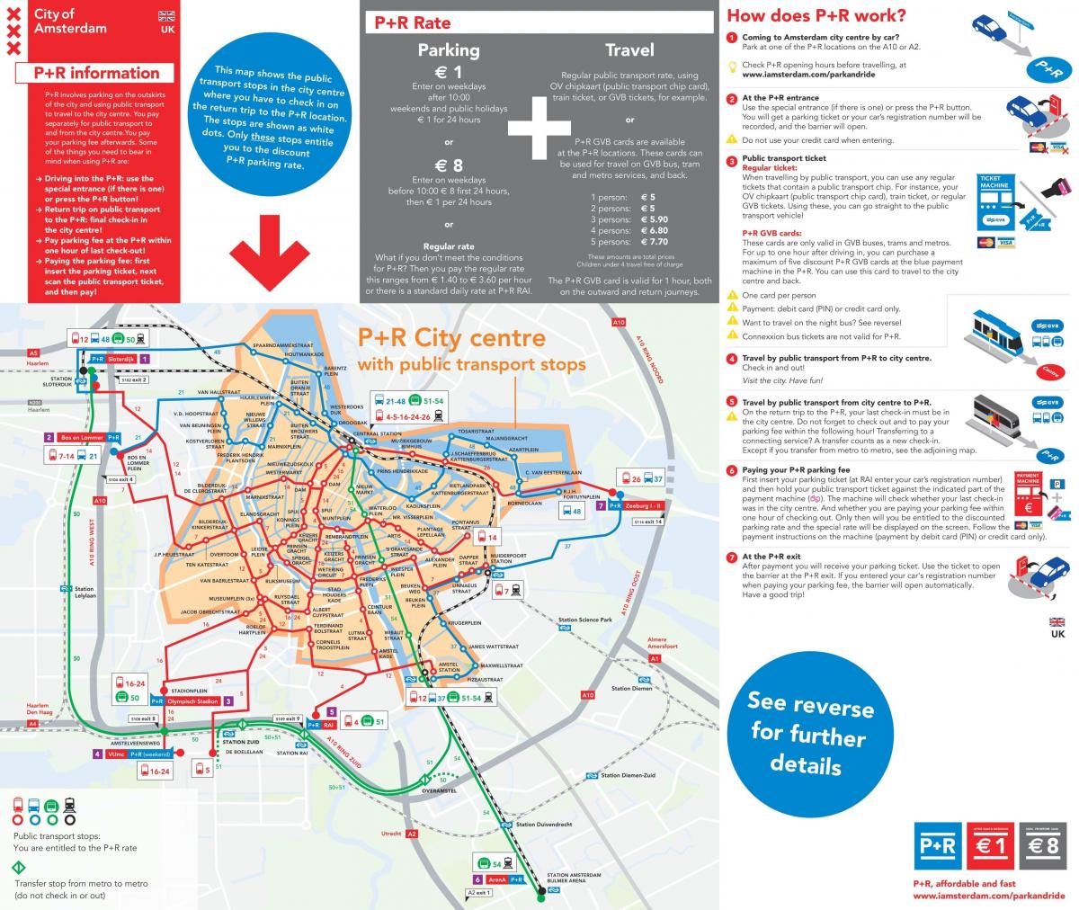 Amsterdam park and ride carte des emplacements