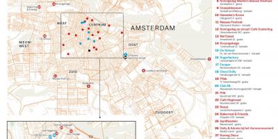 Carte de la vie nocturne d'Amsterdam