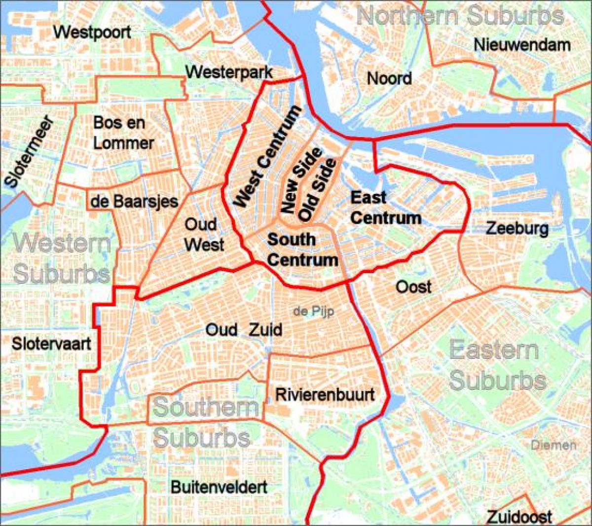 carte de la banlieue d'Amsterdam