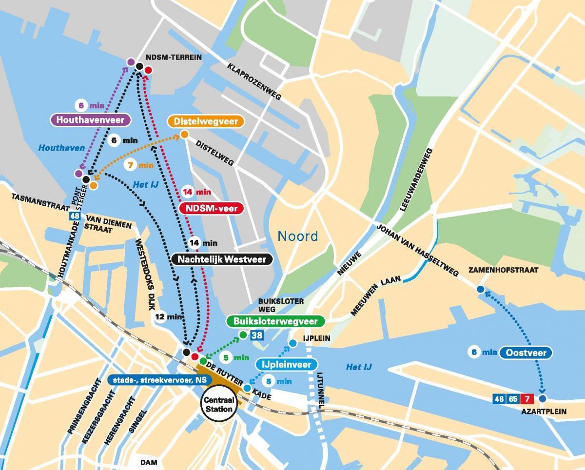 la carte de Amsterdam ferry