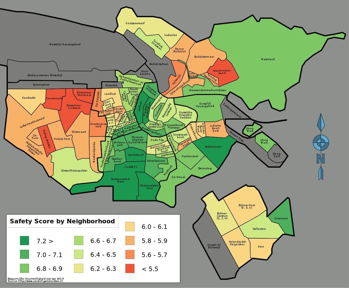 la carte de Amsterdam sécurité