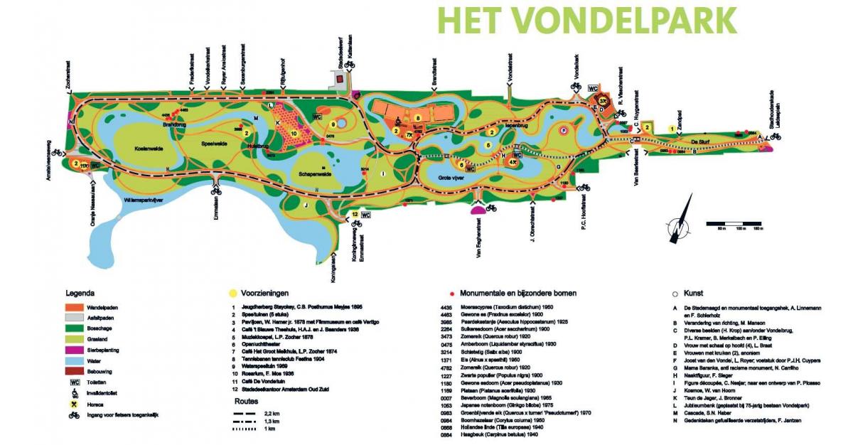 la carte de Amsterdam vondelpark