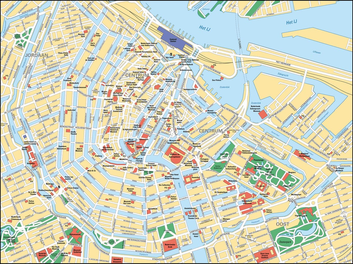 Amsterdam, ville centre de la carte