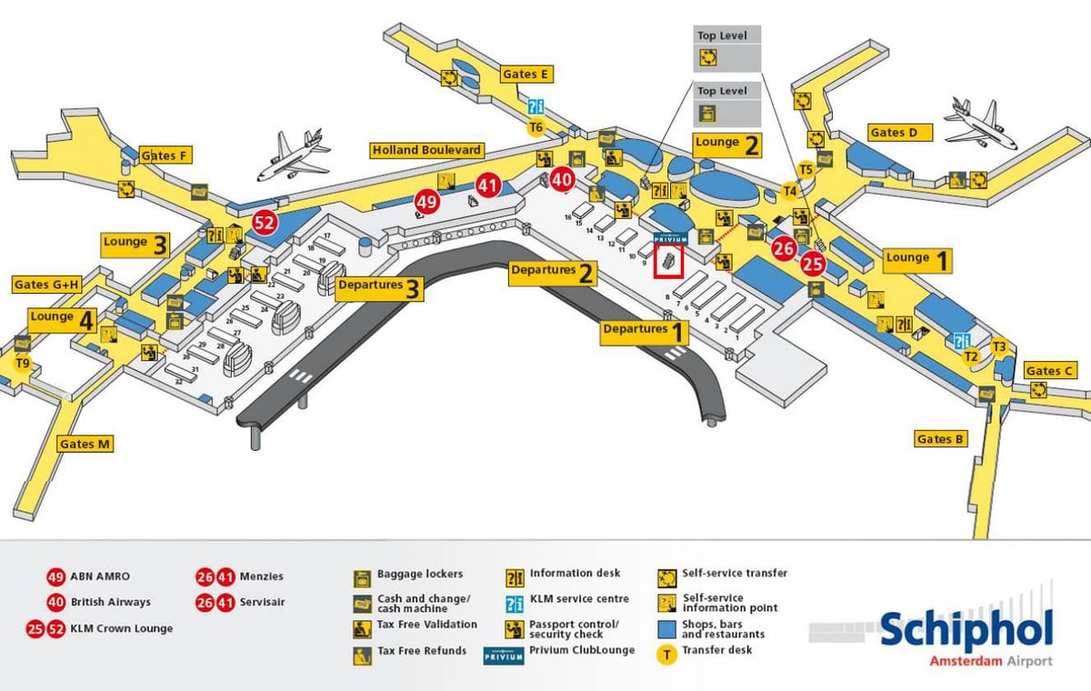 l'aéroport de schiphol carte klm