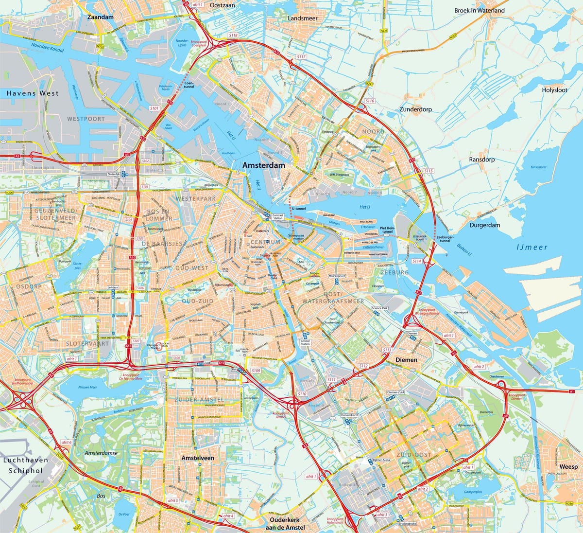la carte de Amsterdam route