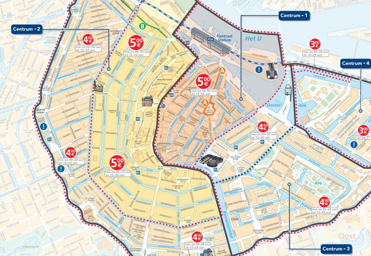 Amsterdam zones de stationnement la carte