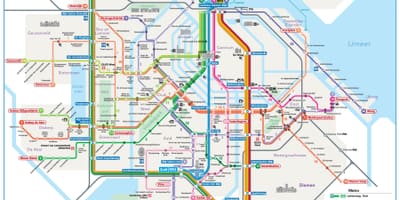 Amsterdam, de tramway et de métro de la carte