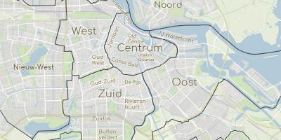 La carte de Amsterdam, montrant les districts